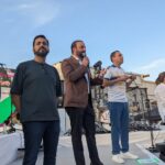Mauricio Farah Giacomán durante el arranque del programa Vuelve a Centrito en San Pedro