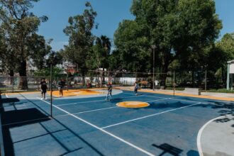 Cancha rehabilitada del Parque Garden en Tetlán, como parte de la Comunidad de Cuidados de Guadalajara