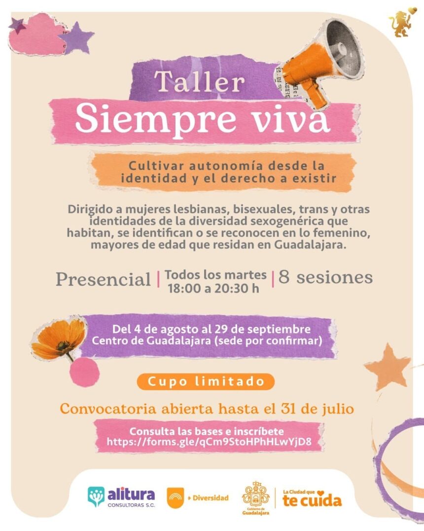 Cartel de la convocatoria al taller Siempreviva del Gobierno de Guadalajara