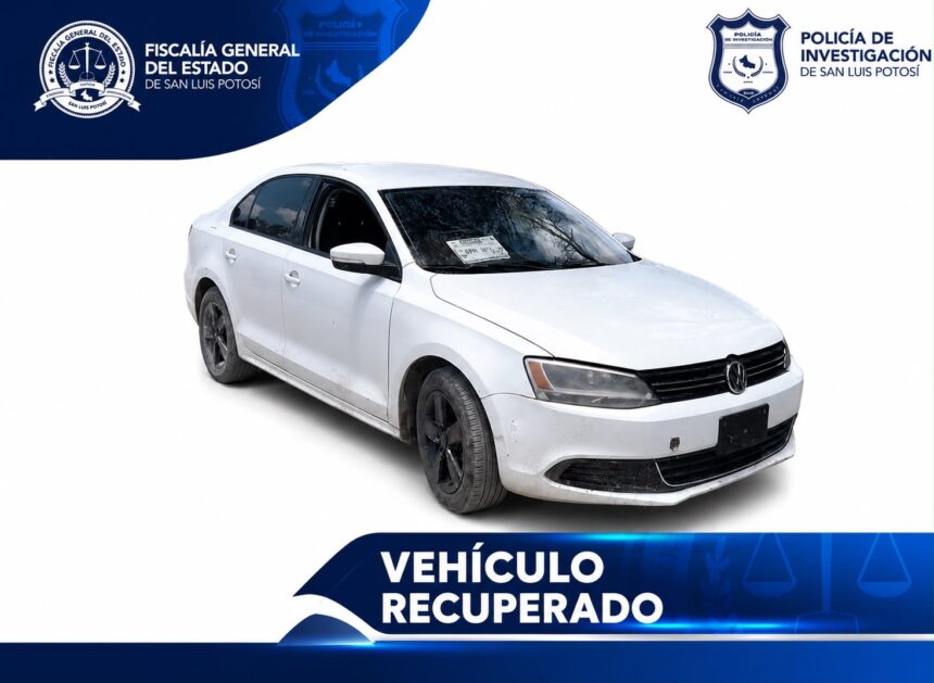 Vehículo recuperado por la Policía de Investigación de San Luis Potosí durante un operativo tras agresión a elementos de la Guardia Civil Estatal