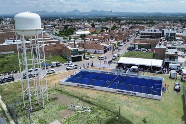 Cancha de futbol rápido inaugurada en Pabellón de Arteaga como parte de las acciones de impulso al deporte en Aguascalientes.