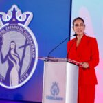 Libia Dennise García Muñoz Ledo durante la inauguración del Primer Foro Estatal de Fortalecimiento a Grupos Organizados y Organizaciones de la Sociedad Civil en Guanajuato.