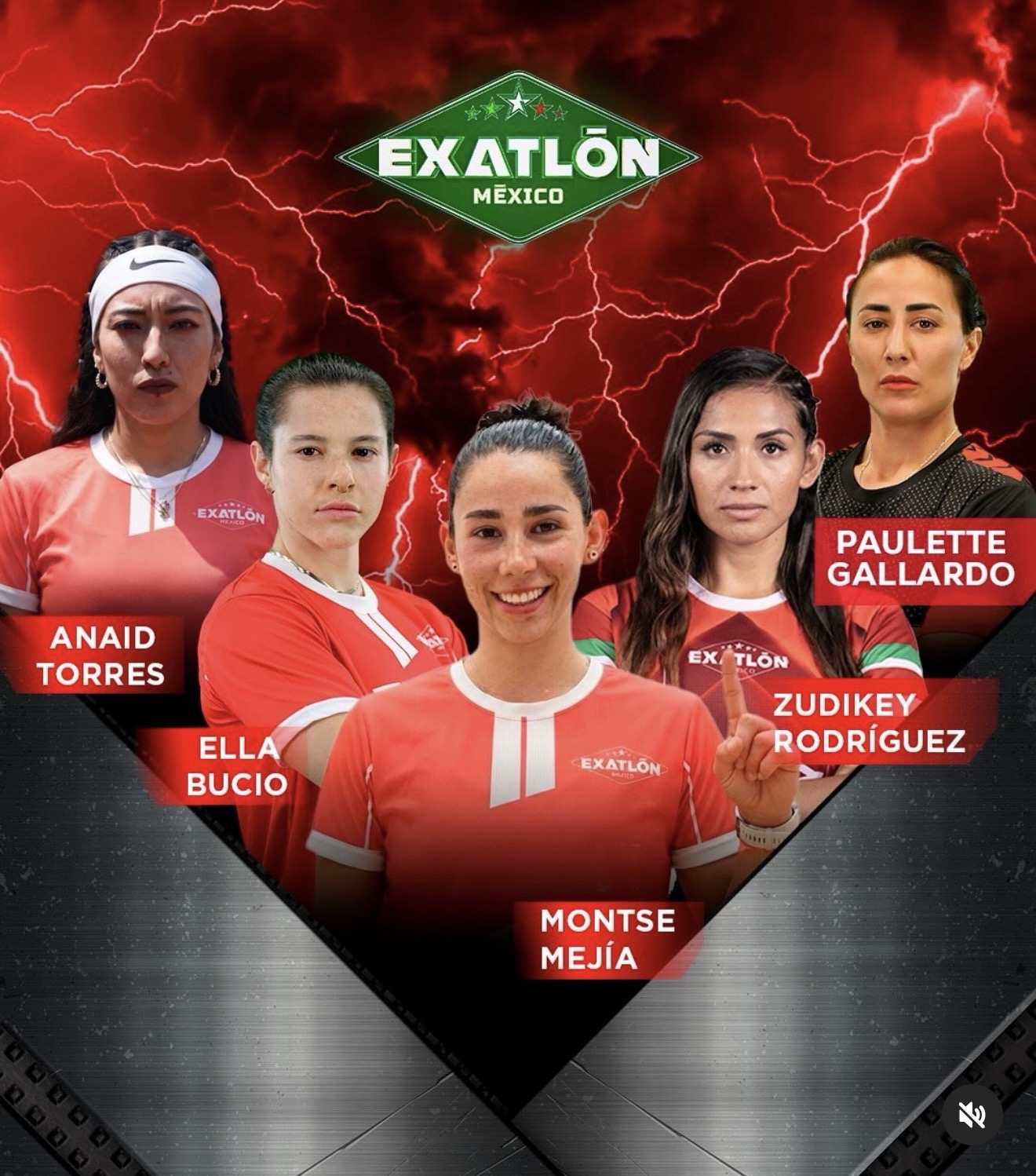 Imagen promocional de Exatlón México con Montserrat Mejía como integrante del Equipo Rojo.