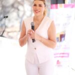 Marina del Pilar Avila Olmeda durante un acto del Gobierno de Baja California relacionado con obras de saneamiento en la región fronteriza de Tijuana.