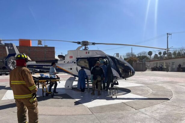 Helicóptero Fuerza Uno durante un operativo de emergencia en Aguascalientes
