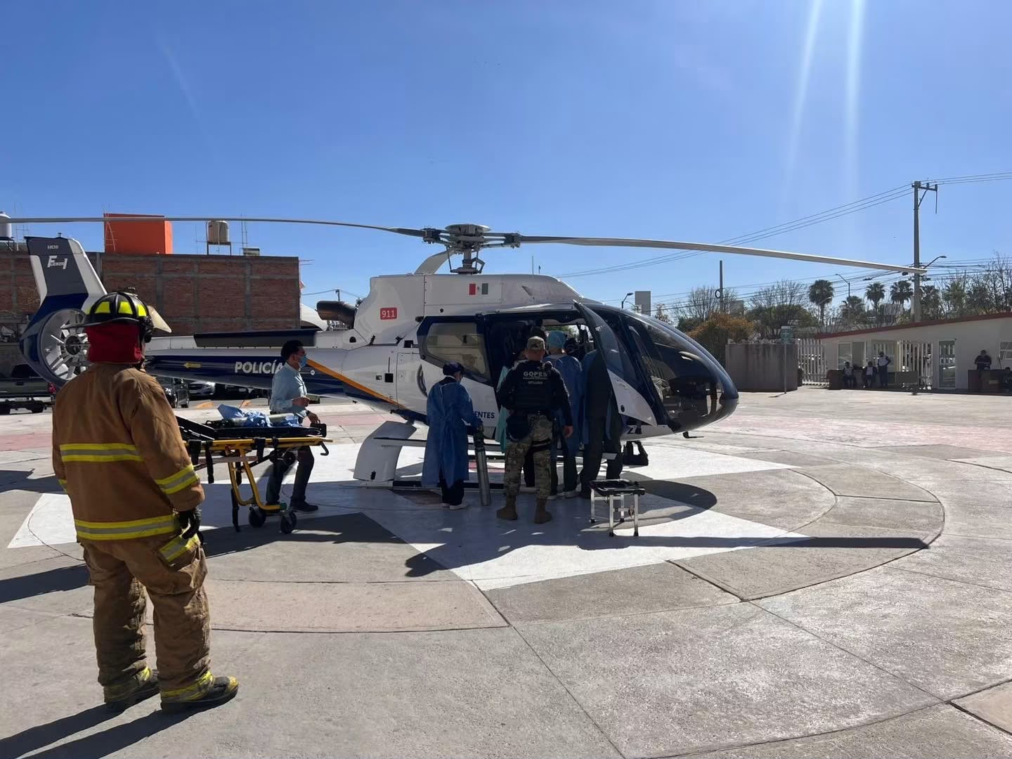Helicóptero Fuerza Uno durante un operativo de emergencia en Aguascalientes