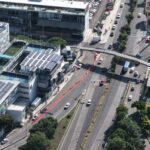 Vista aérea de prolongación Constituyentes y boulevard Bernardo Quintana, donde se aplican ajustes viales por cierres en la carretera 57.