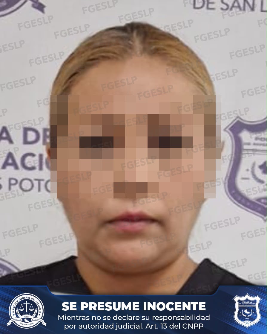 Imagen difundida por la Fiscalía General del Estado de San Luis Potosí sobre una mujer señalada por presunto robo calificado en la capital potosina.