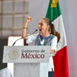 Claudia Sheinbaum durante la presentación de resultados de su gobierno en la Arena Potosí, San Luis Potosí.