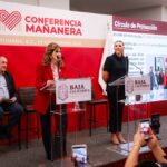 Conferencia de prensa del Gobierno de Baja California en Tijuana, con autoridades frente a una pantalla sobre el Círculo de Protección.