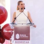 Gobernadora de Baja California durante el segundo aniversario del Centro Integrador del Bienestar de Mexicali.