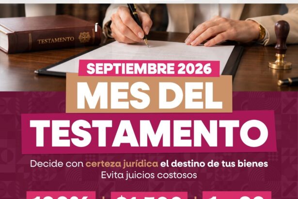 Cartel de la campaña Septiembre, Mes del Testamento 2026 del Gobierno de Baja California.