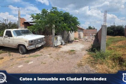 Inmueble cateado por la Fiscalía General del Estado de San Luis Potosí en Ciudad Fernández.