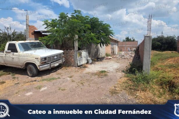 Inmueble cateado por la Fiscalía General del Estado de San Luis Potosí en Ciudad Fernández.