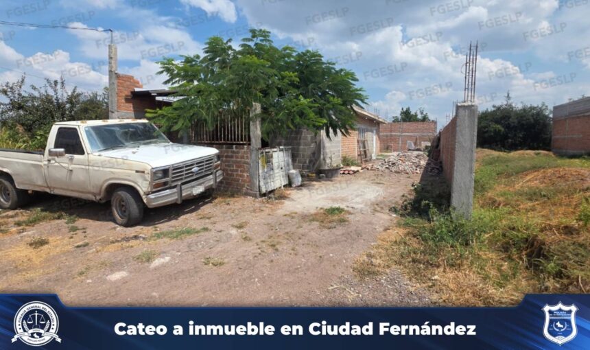 Inmueble cateado por la Fiscalía General del Estado de San Luis Potosí en Ciudad Fernández.