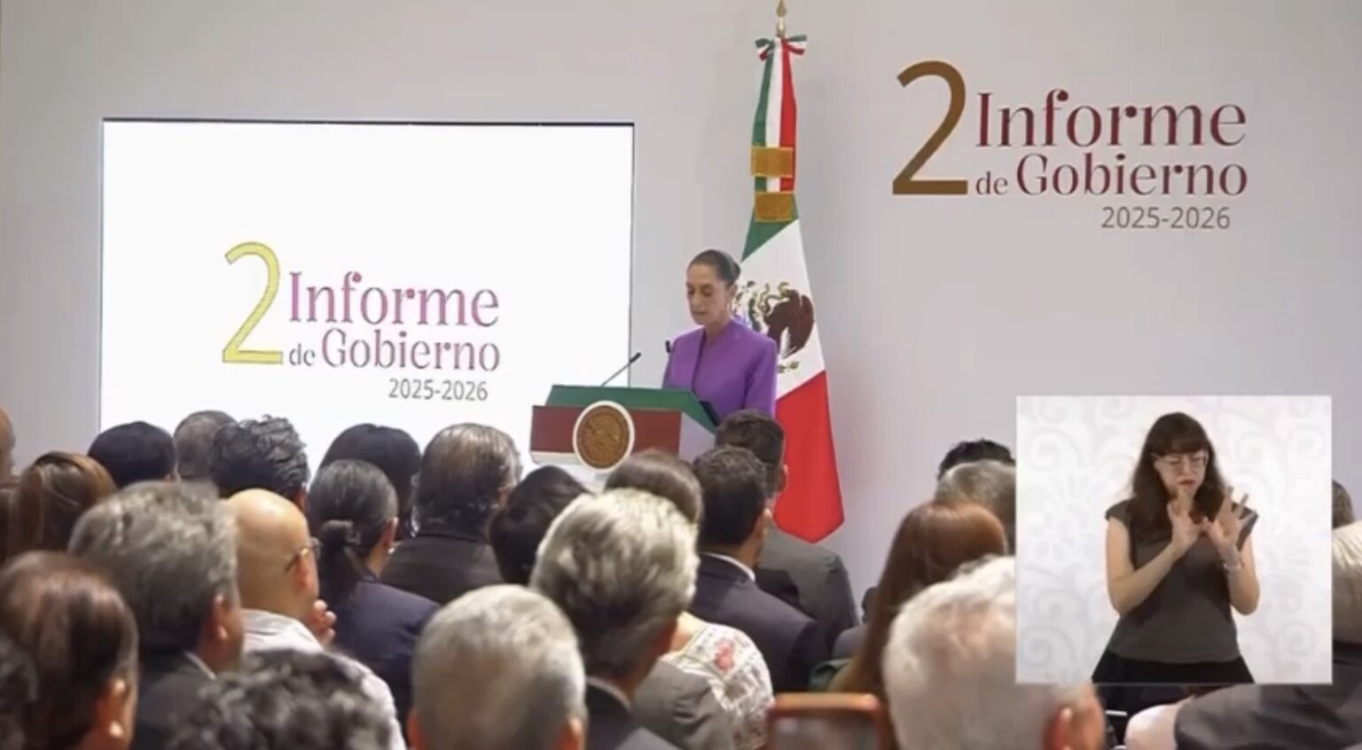 Claudia Sheinbaum durante su Segundo Informe de Gobierno 2025-2026.