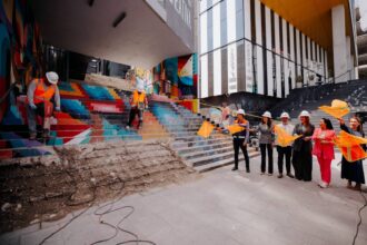 Inicio de obras del Centro Gamer Guadalajara en el Andador Baeza Alzaga de Ciudad Creativa Digital.