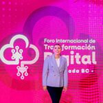 Marina del Pilar Ávila Olmeda durante un evento del Foro Internacional de Transformación Digital relacionado con innovación pública.