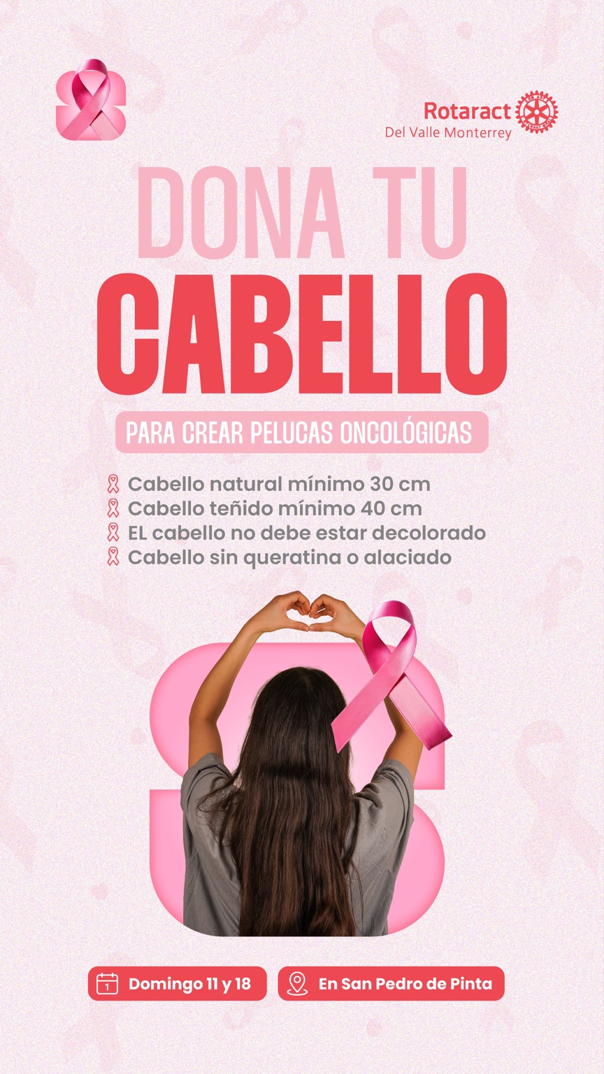 Cartel de la campaña de donación de cabello para elaborar pelucas oncológicas en San Pedro Garza García.