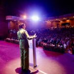 Libia Dennise García Muñoz Ledo durante el Encuentro por la Igualdad: Visión de ONU Mujeres México en Irapuato, Guanajuato.