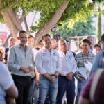 Felifer Macías y Mauricio Kuri durante la entrega de obras en la colonia Constituyentes del Parque, en Querétaro.