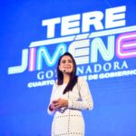 Tere Jiménez durante la presentación de su Cuarto Informe de Gobierno en Aguascalientes.