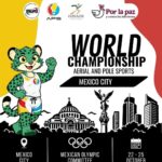 Cartel del Campeonato Mundial de Deportes Aéreos y Pole en Ciudad de México, del 22 al 25 de octubre.